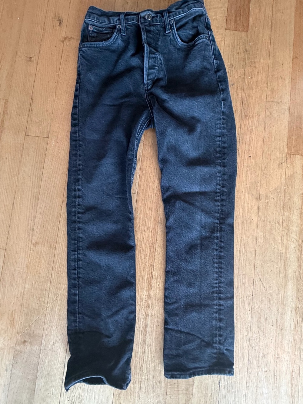 AGOLDE Riley High Rise Straight Crop Jeans Black 24